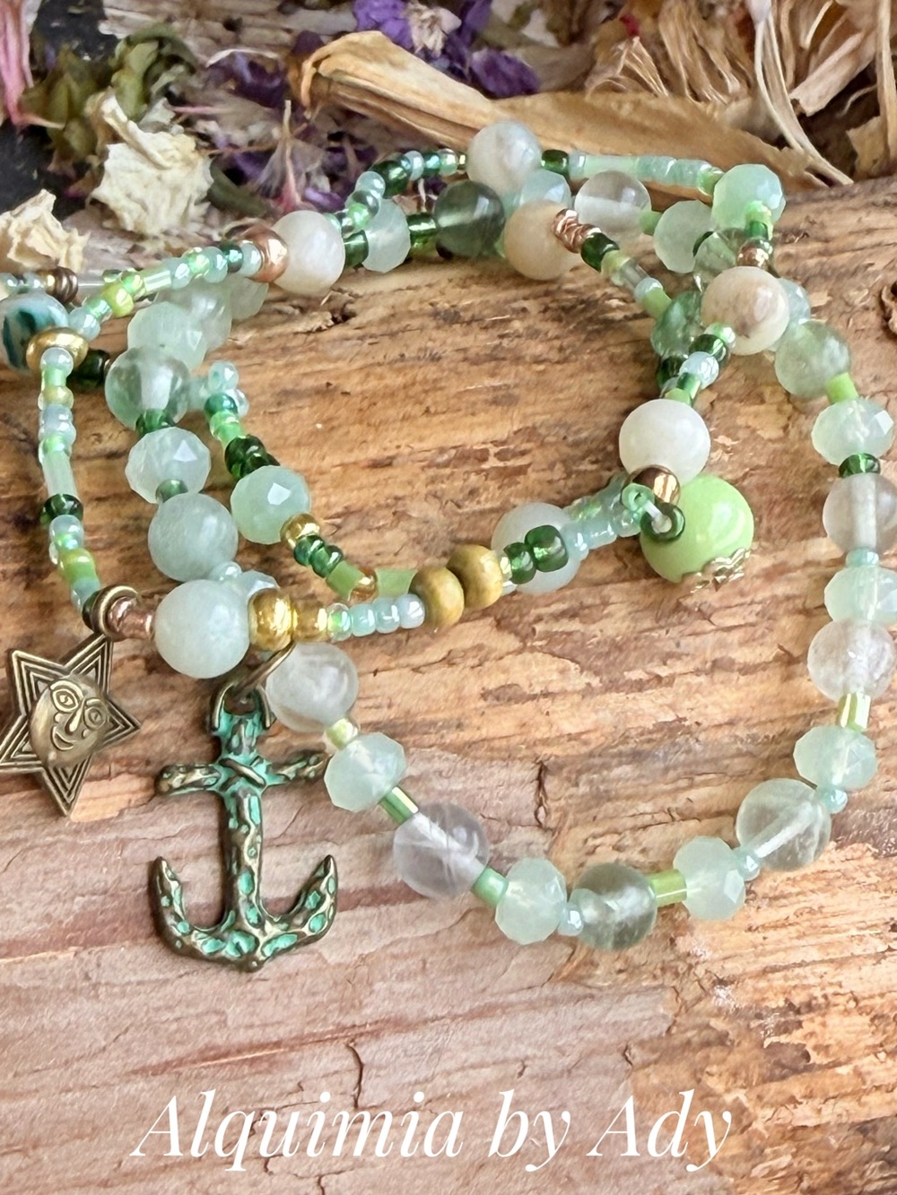 Green Aventurine beaded bracelet stack Taurus star stone/libra healing crystal